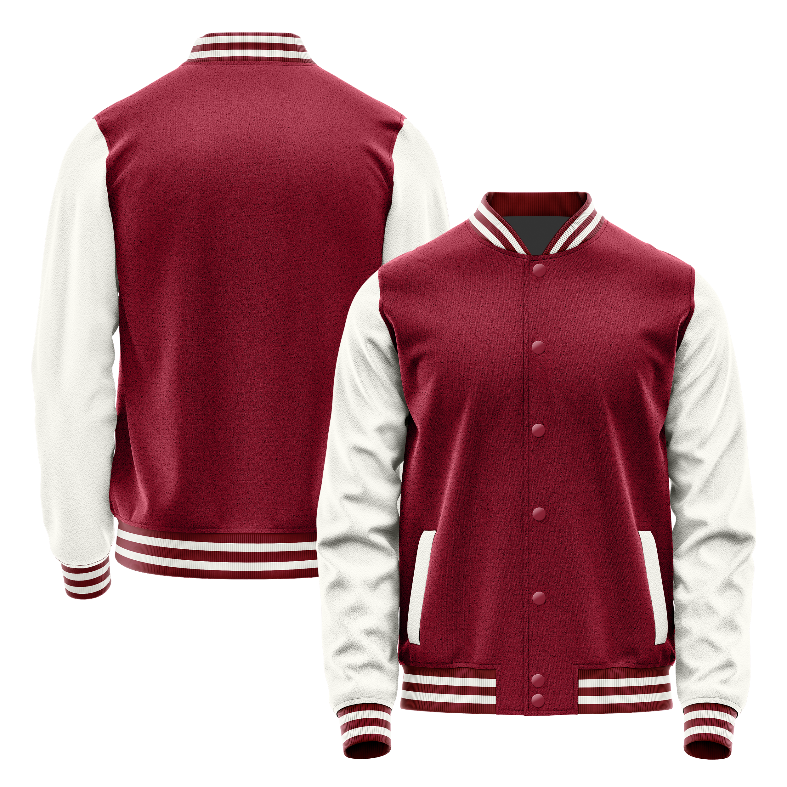 Crimson Red & White Leather Varsity Jacket JG15181518