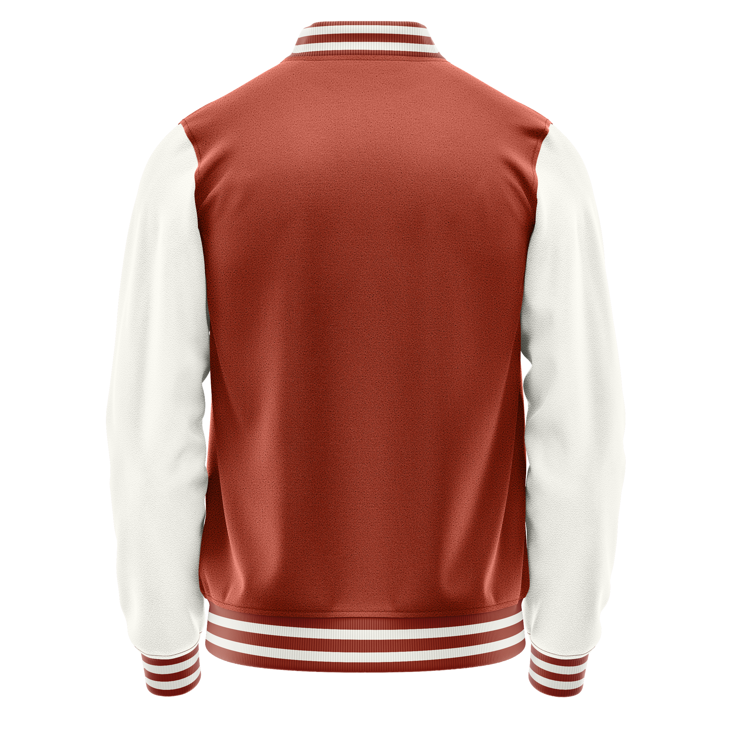 Coral Red & White Leather Varsity Jacket JG16181618