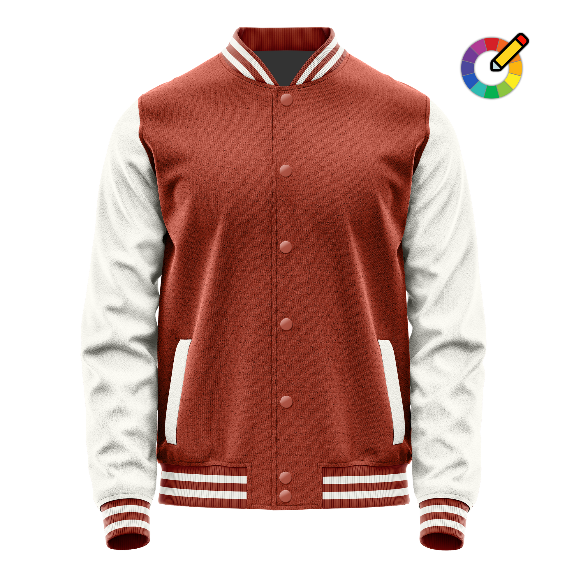 Coral Red & White Leather Varsity Jacket JG16181618