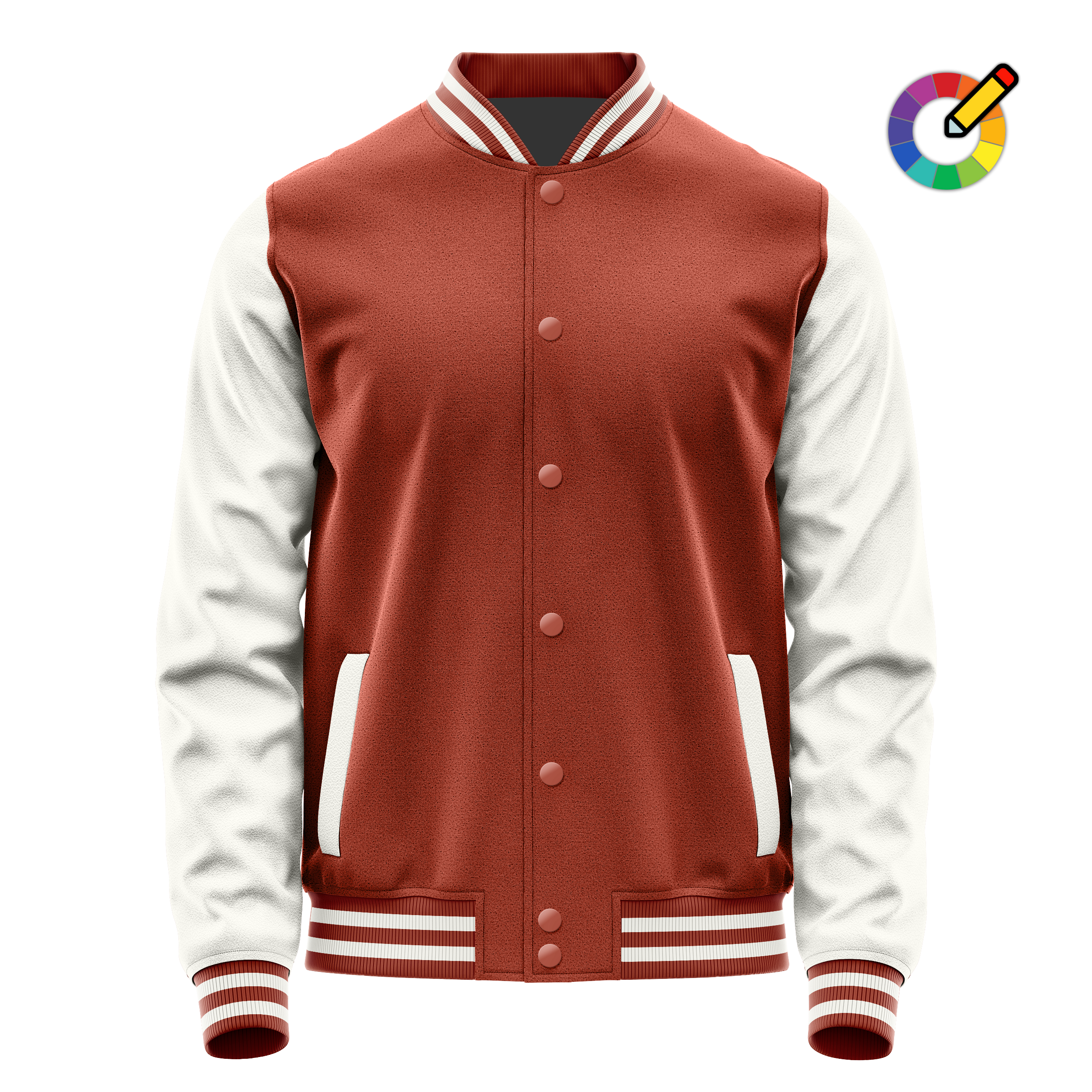 Coral Red & White Leather Varsity Jacket JG16181618