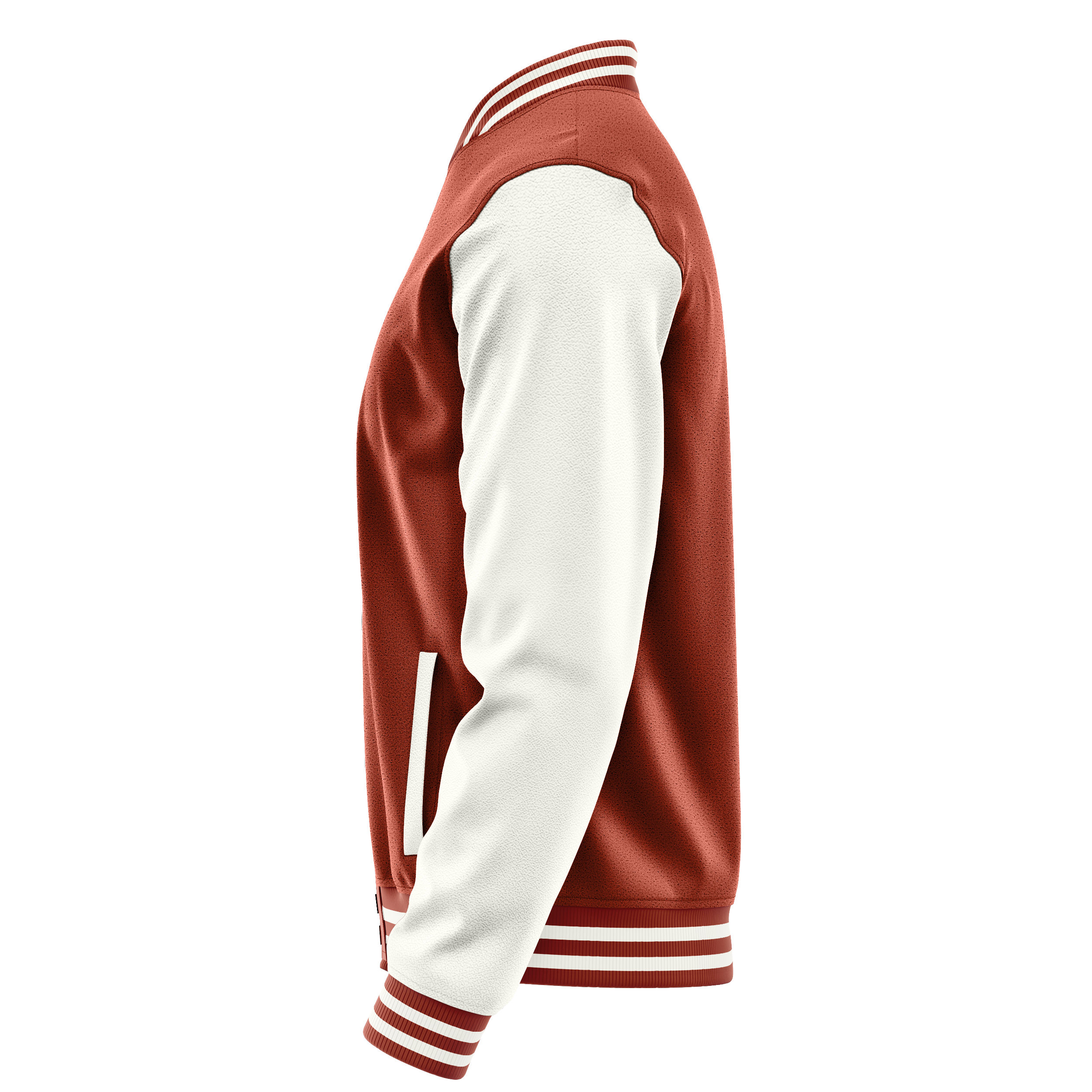 Coral Red & White Leather Varsity Jacket JG16181618