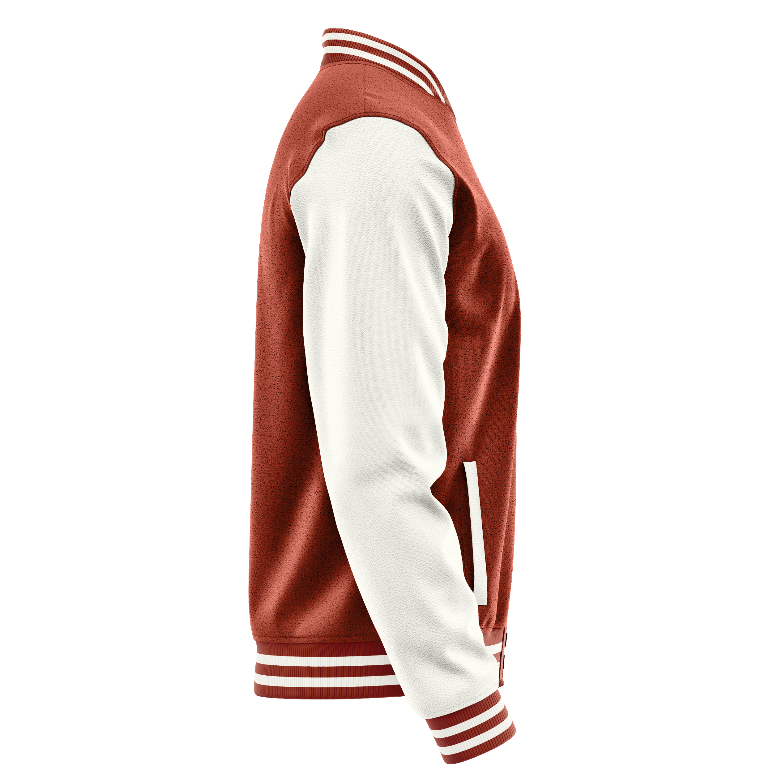 Coral Red & White Leather Varsity Jacket JG16181618