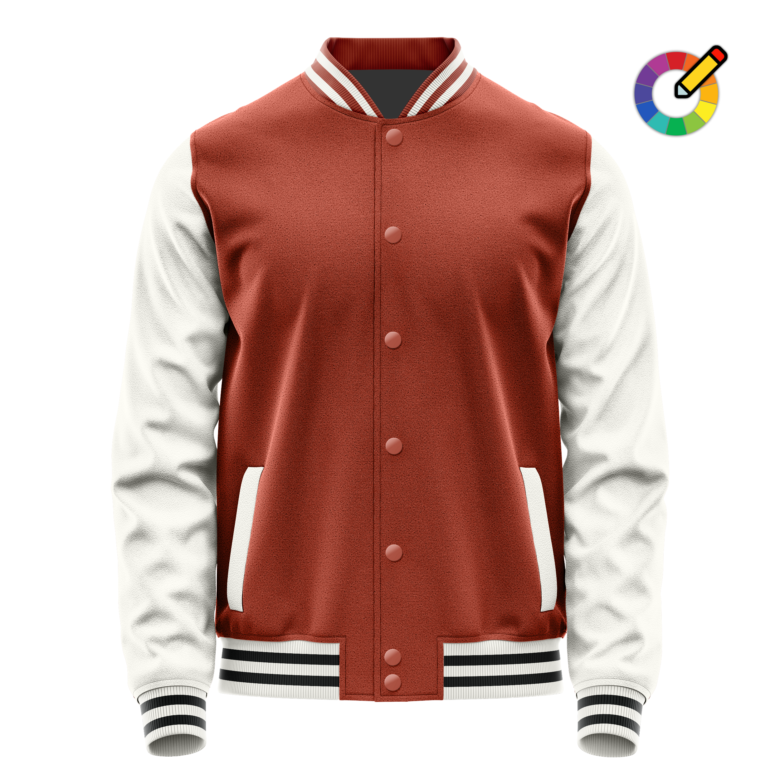 Coral Red & White Leather Varsity Jacket JG16181618(1817)