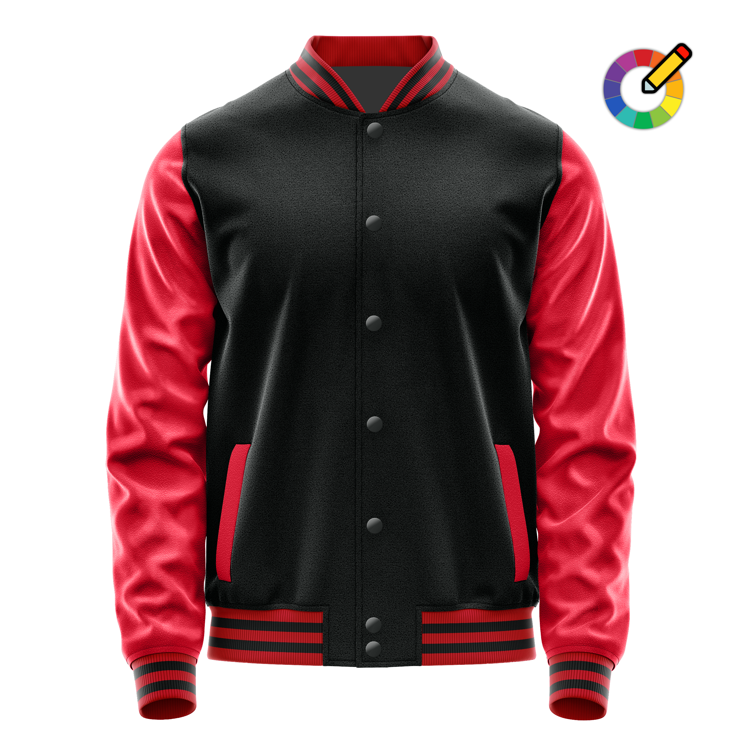 Black & Red Leather Varsity Jacket JG17141417