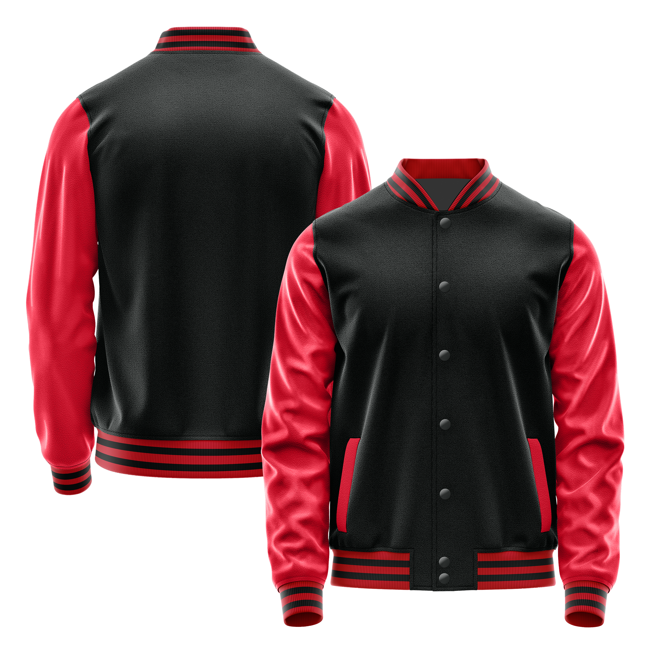 Black & Red Leather Varsity Jacket JG17141417