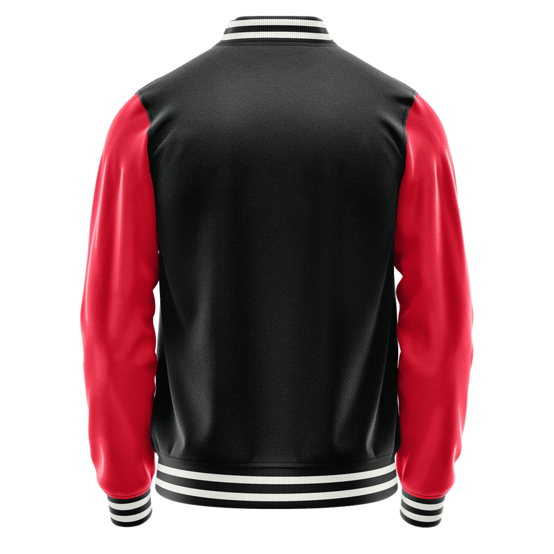 Black & Red Leather Varsity Jacket JG17141718