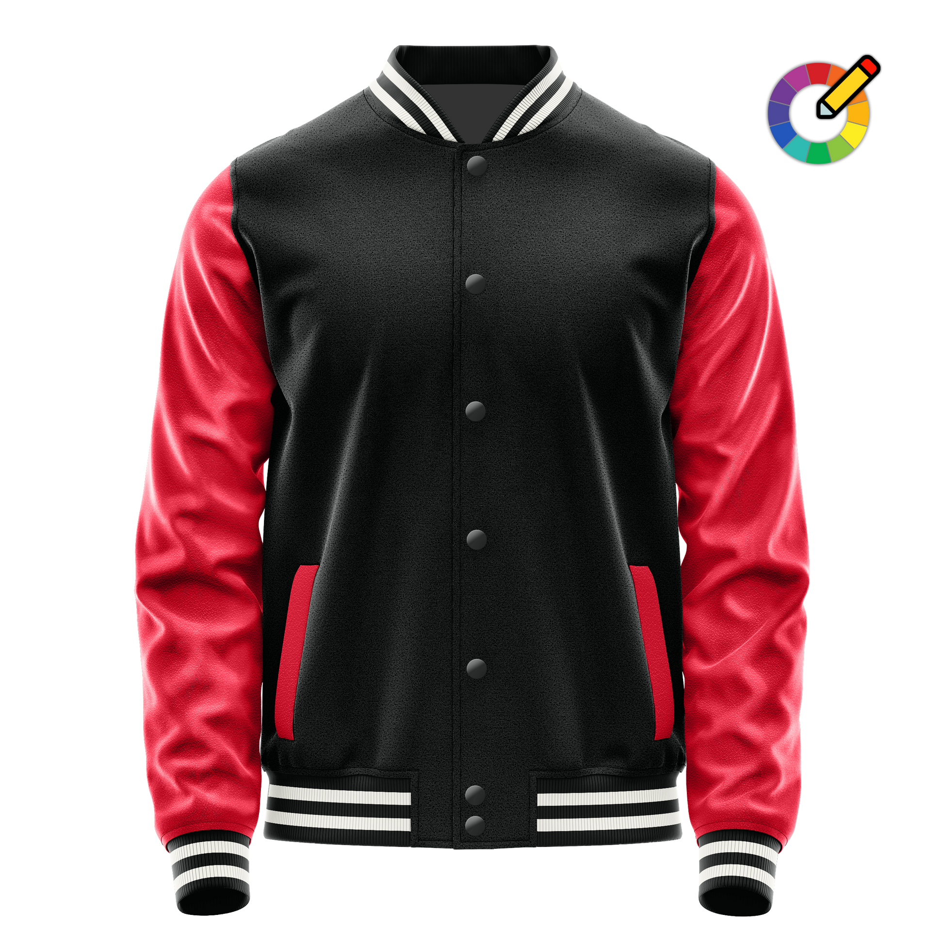 Black & Red Leather Varsity Jacket JG17141718