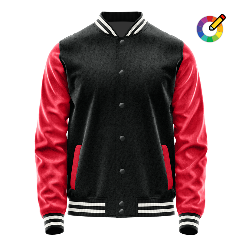 Black & Red Leather Varsity Jacket JG17141718