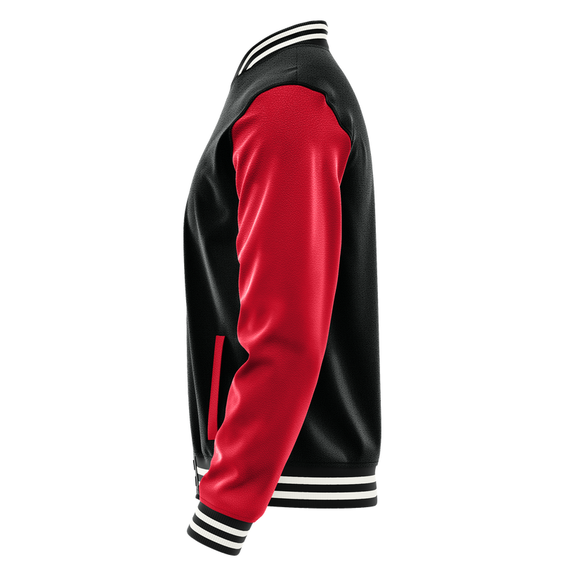 Black & Red Leather Varsity Jacket JG17141718