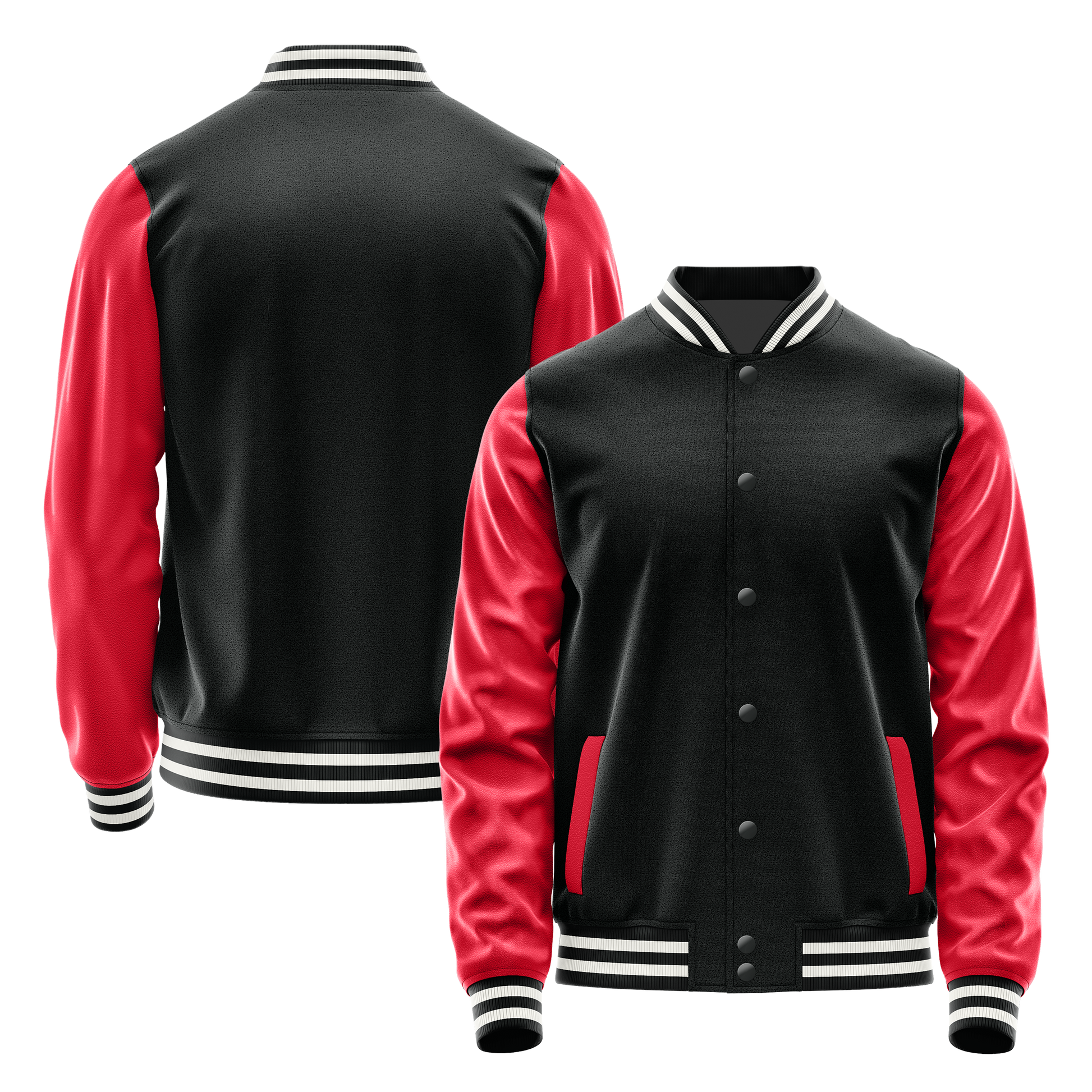 Black & Red Leather Varsity Jacket JG17141718