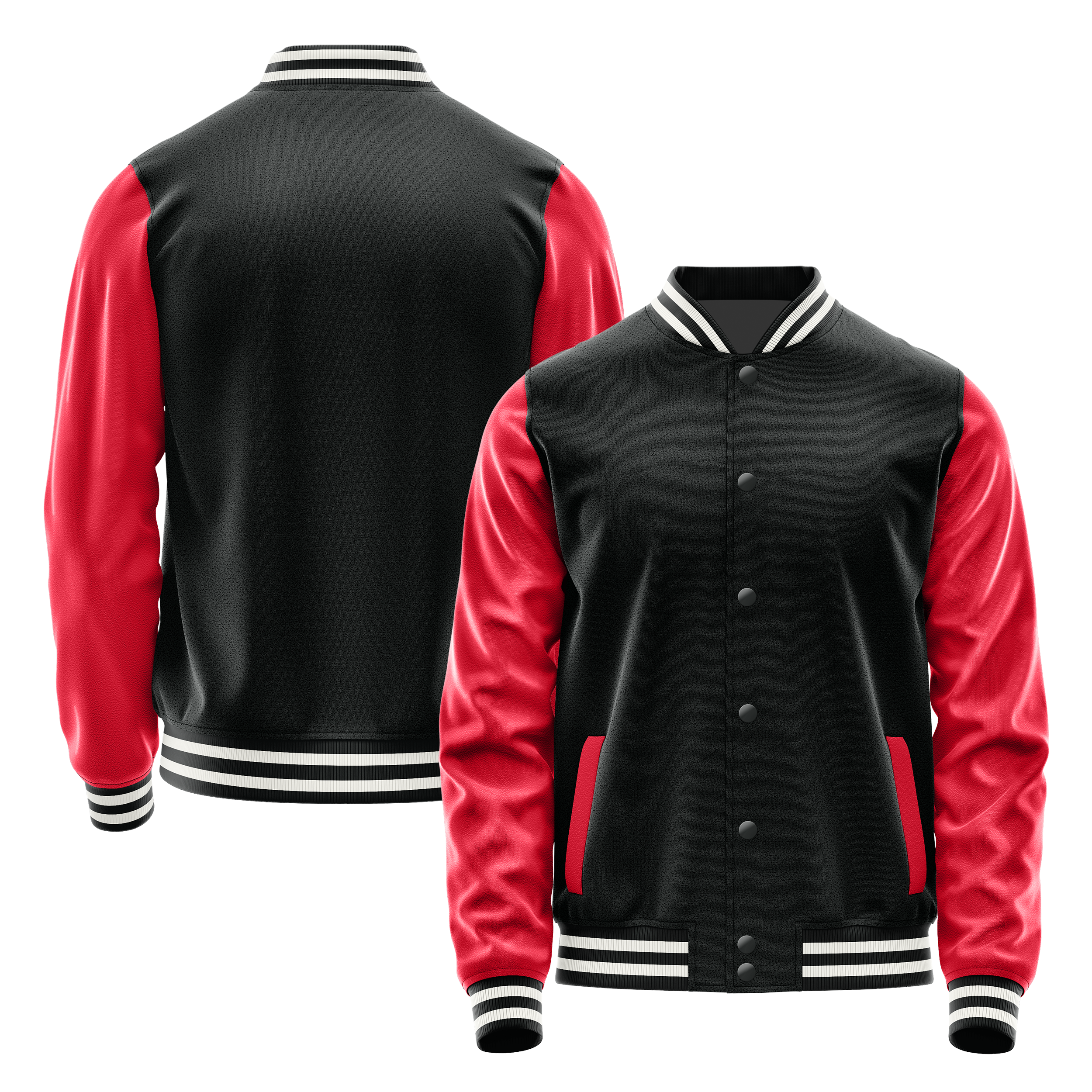 Black & Red Leather Varsity Jacket JG17141718