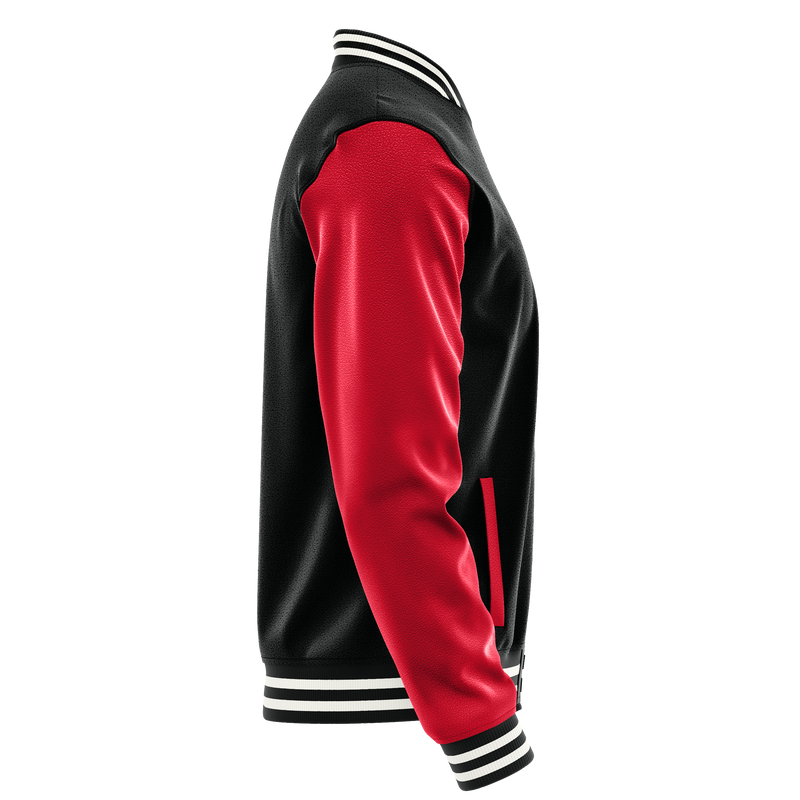 Black & Red Leather Varsity Jacket JG17141718