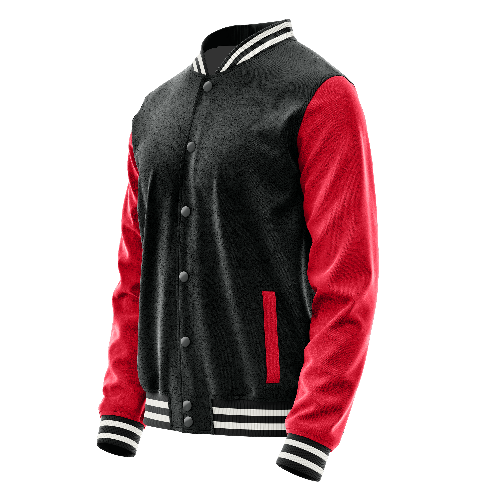 Black & Red Leather Varsity Jacket JG17141718