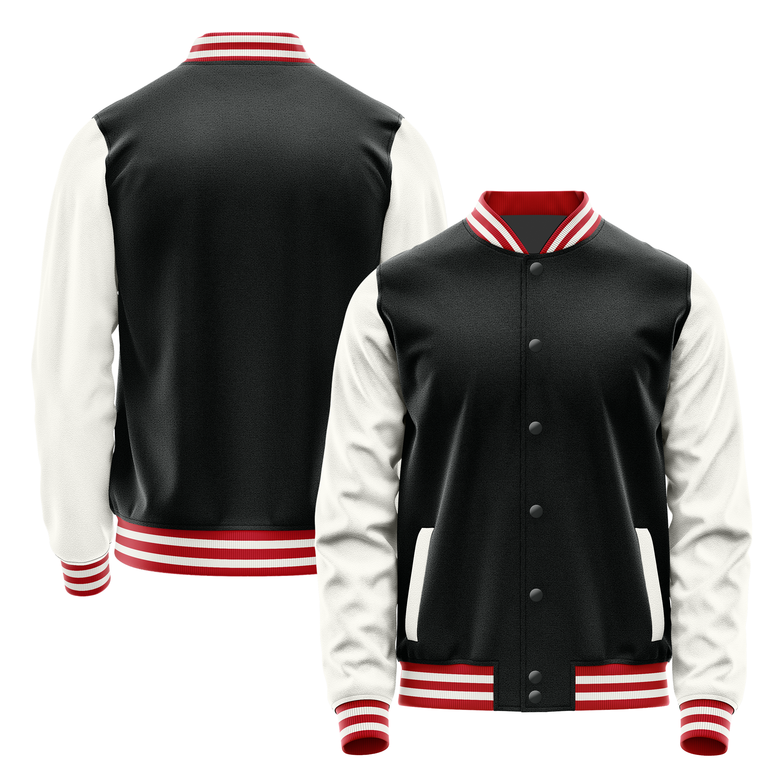 Black & White Leather Varsity Jacket JG17181418