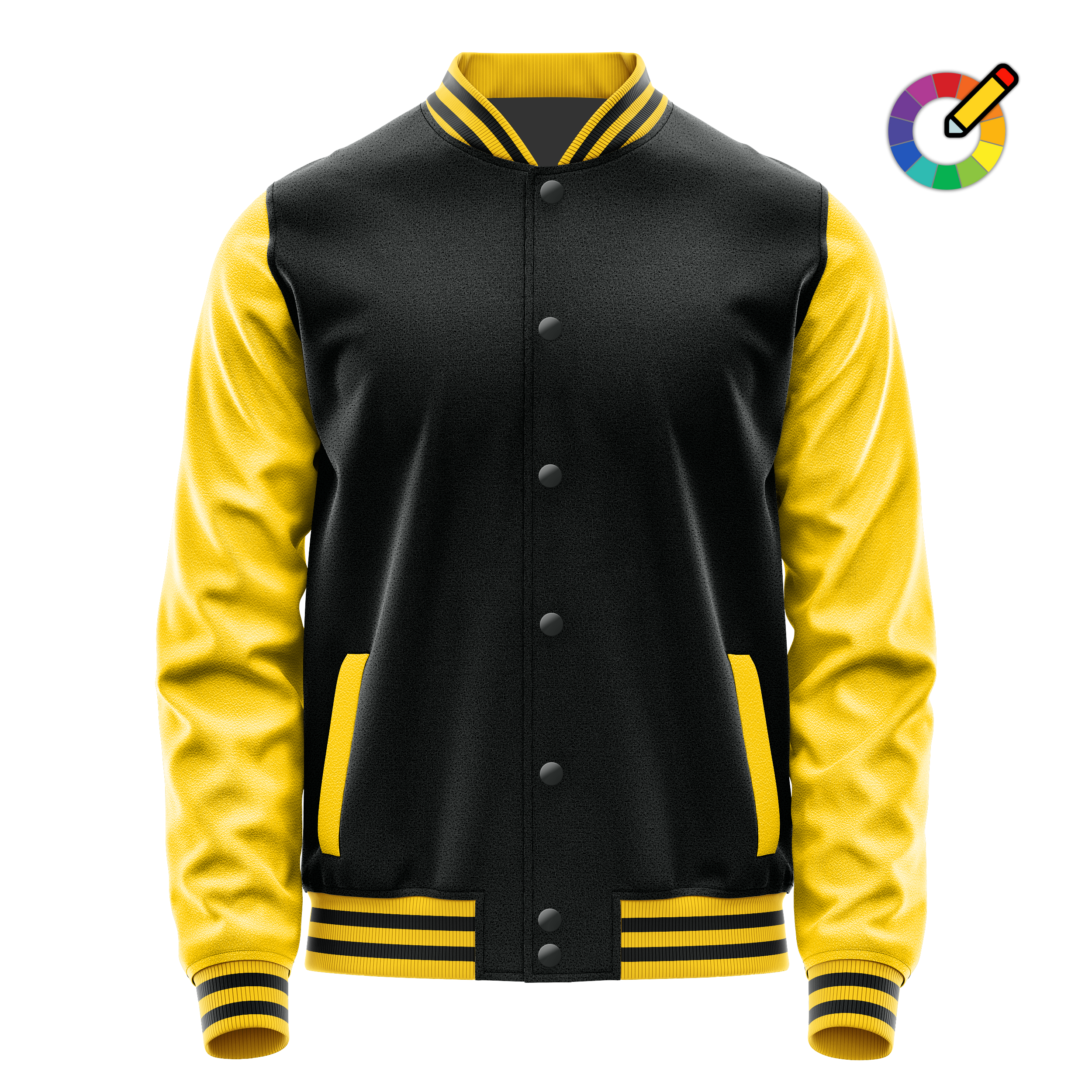 Black & Gold Leather Varsity Jacket JG17303017