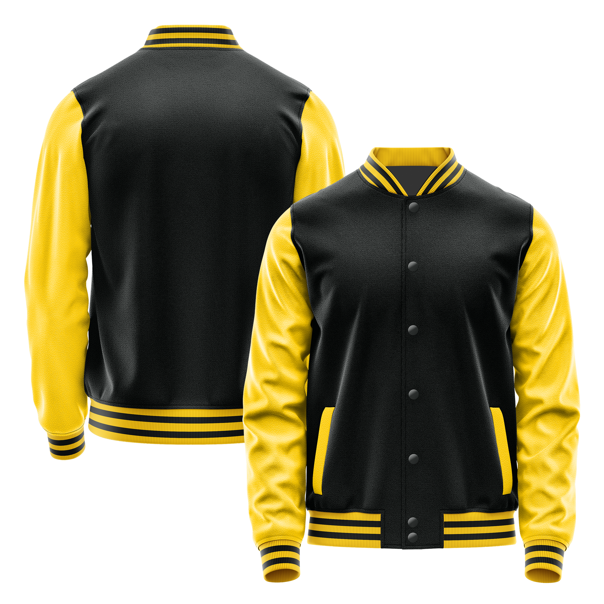 Black & Gold Leather Varsity Jacket JG17303017