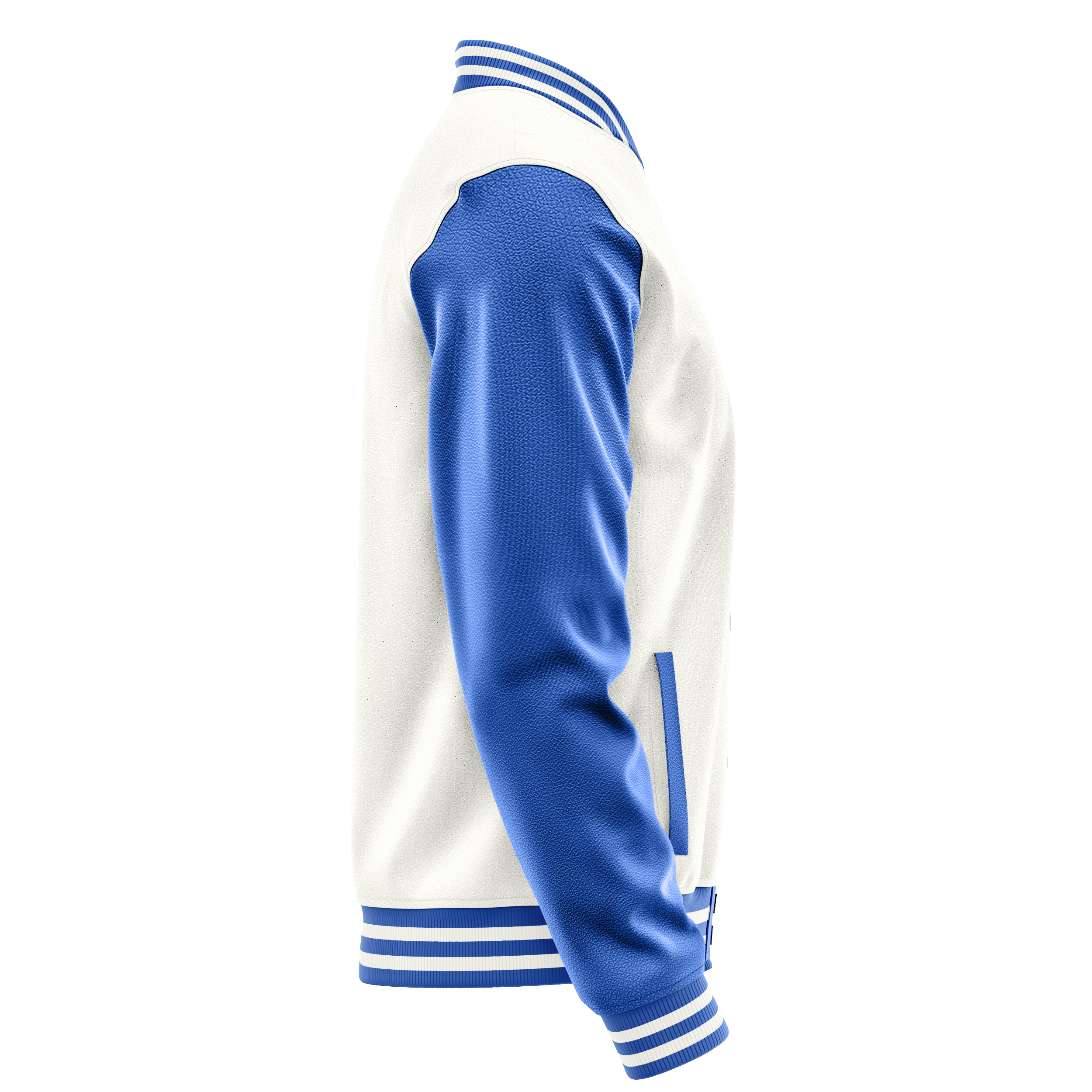 White & Sky Blue Leather Varsity Jacket JG18090918