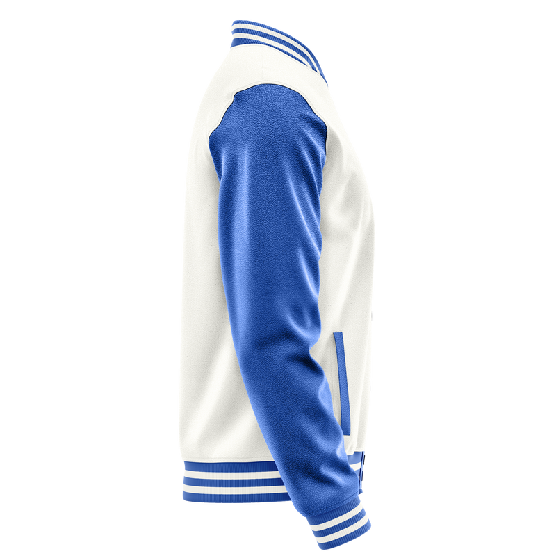 White & Sky Blue Leather Varsity Jacket JG18090918