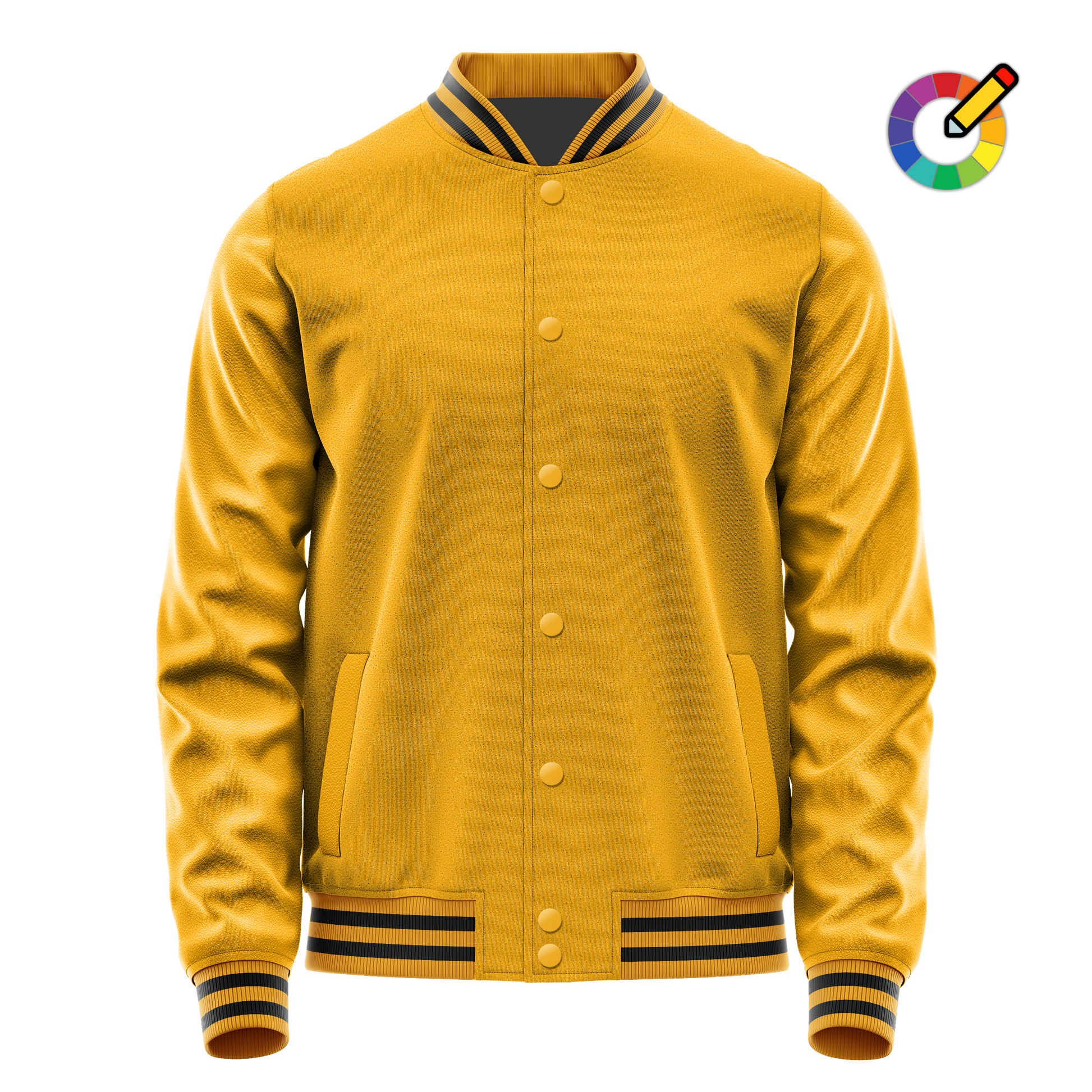 Yellow & Yellow Leather Varsity Jacket JG19191917