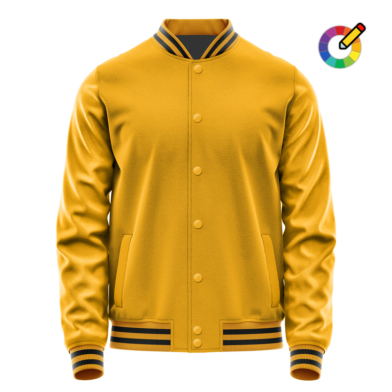 Yellow & Yellow Leather Varsity Jacket JG19191917