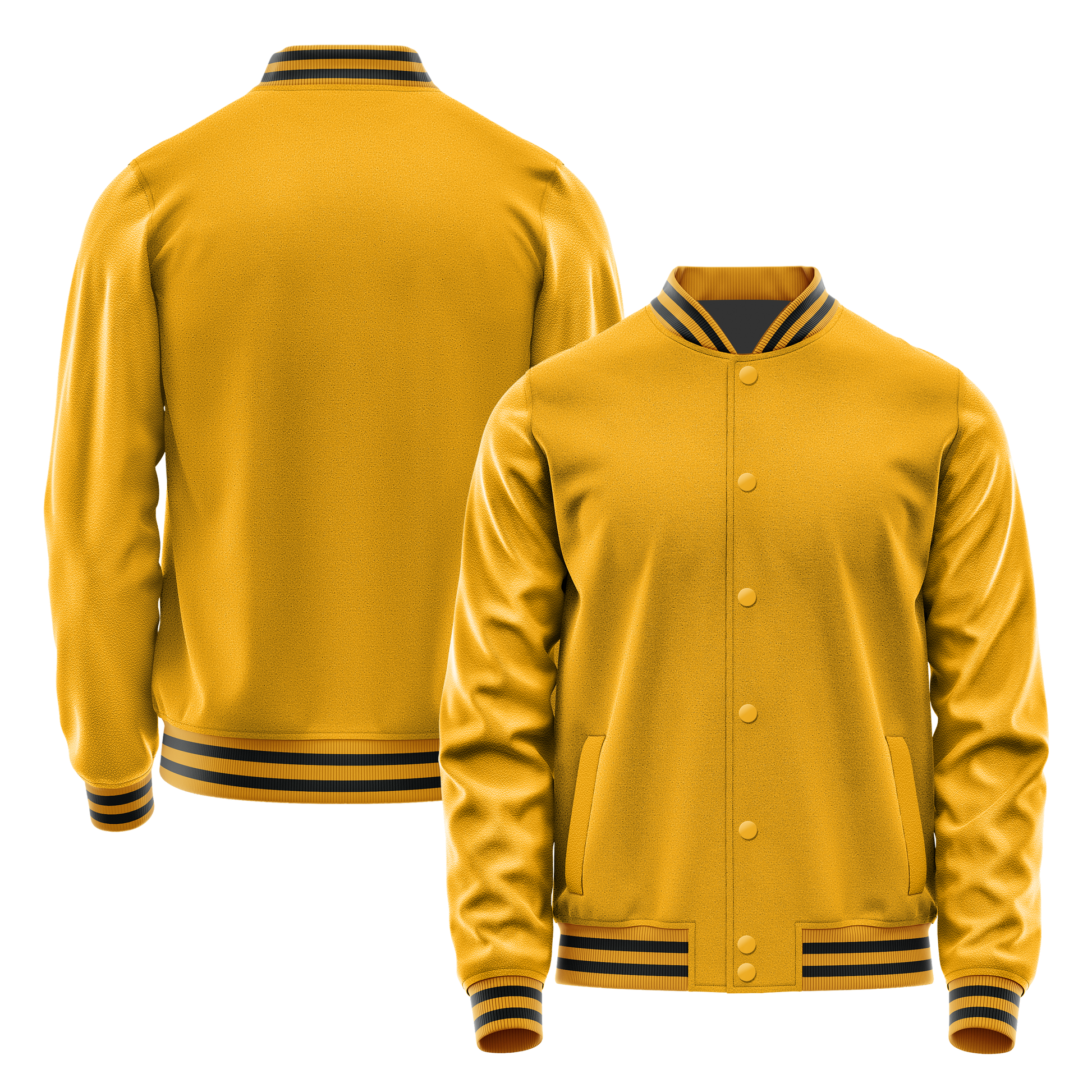 Yellow & Yellow Leather Varsity Jacket JG19191917