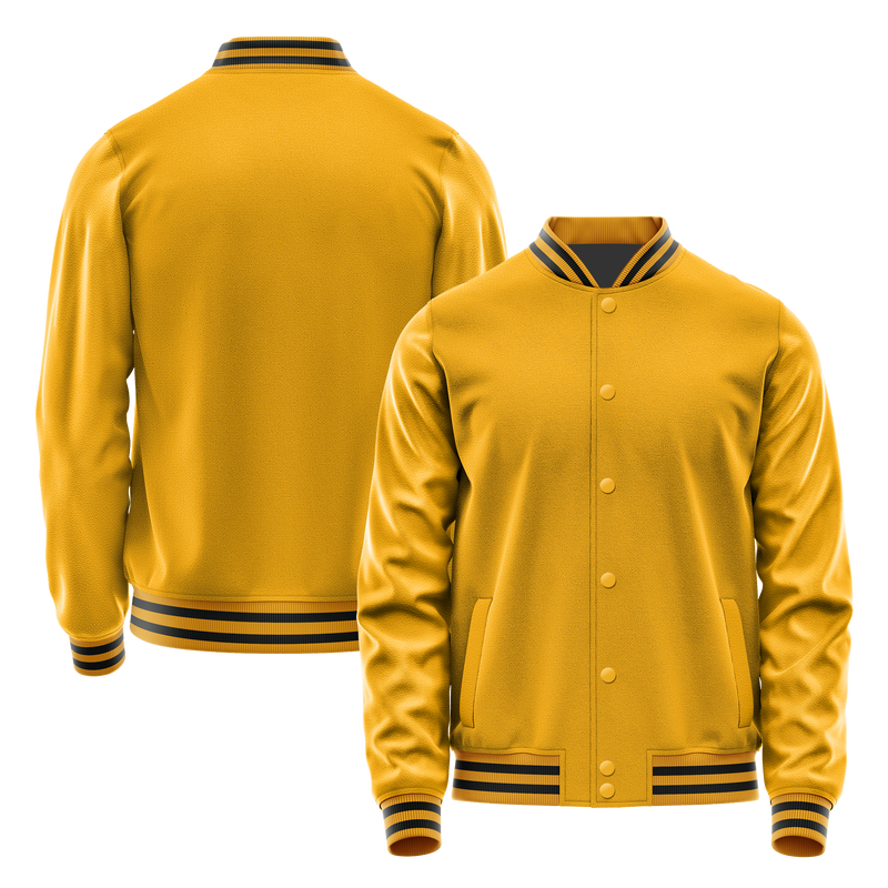 Yellow & Yellow Leather Varsity Jacket JG19191917