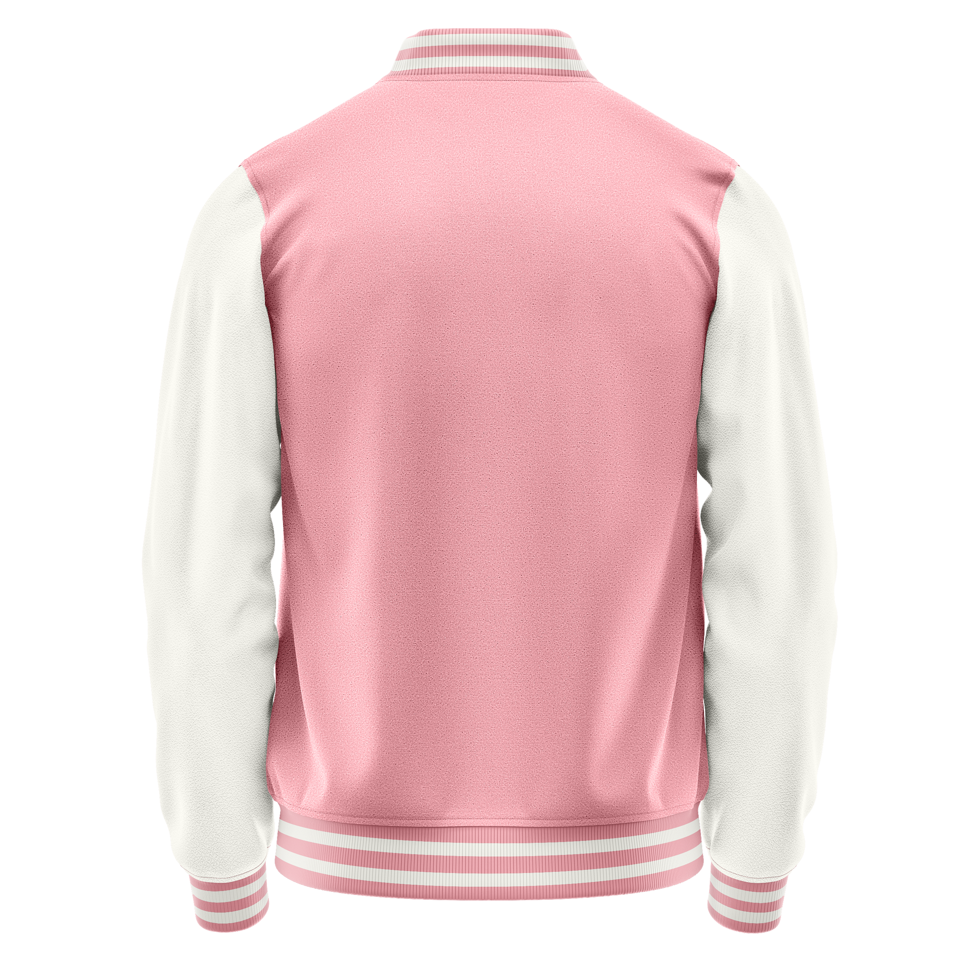 Light Pink & White Leather Varsity Jacket JG21182118