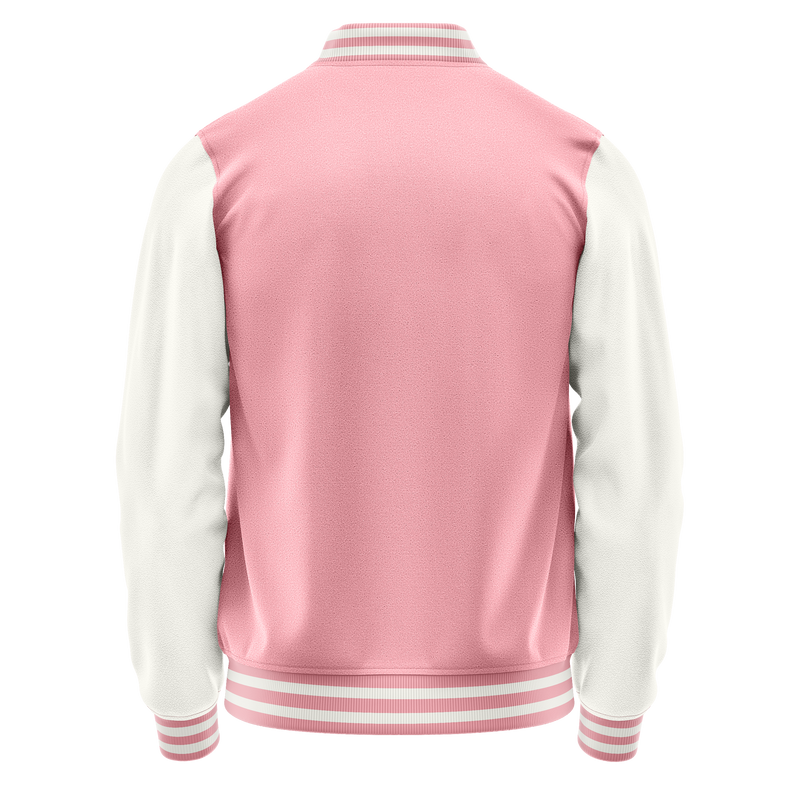 Light Pink & White Leather Varsity Jacket JG21182118