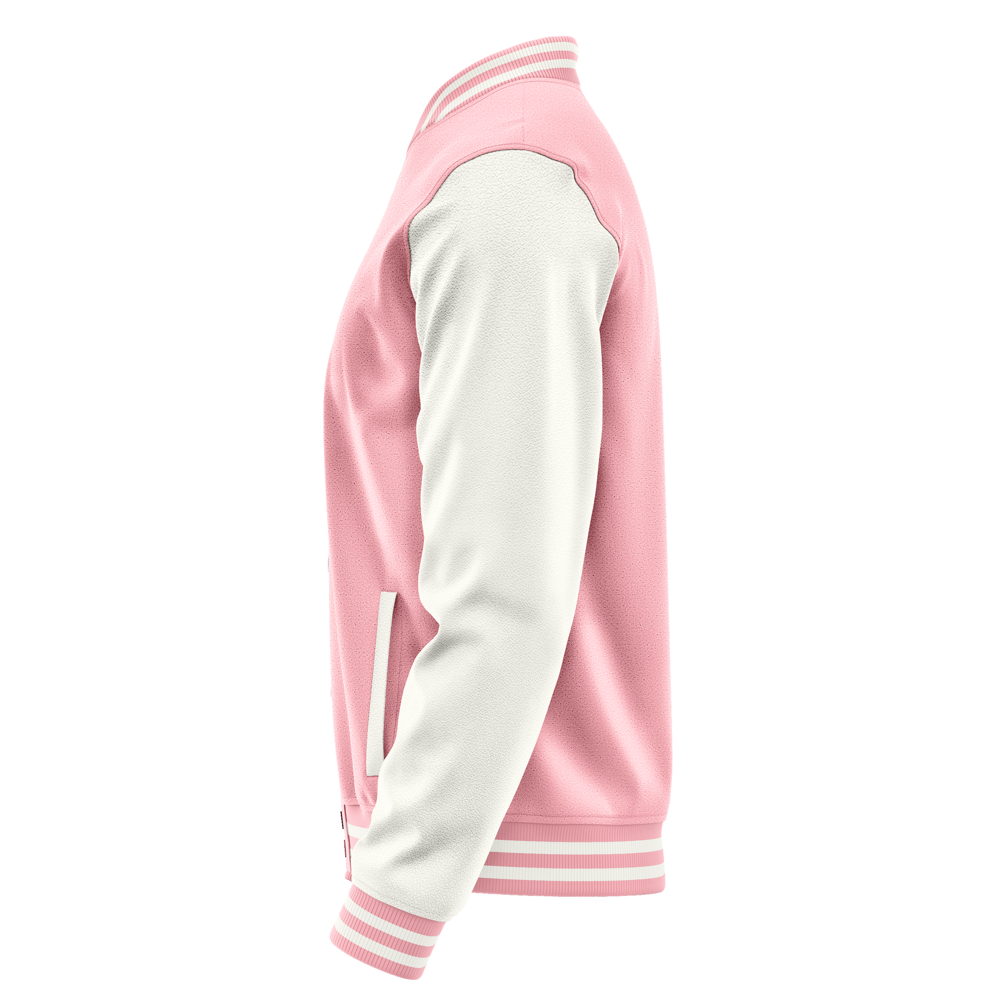 Light Pink & White Leather Varsity Jacket JG21182118