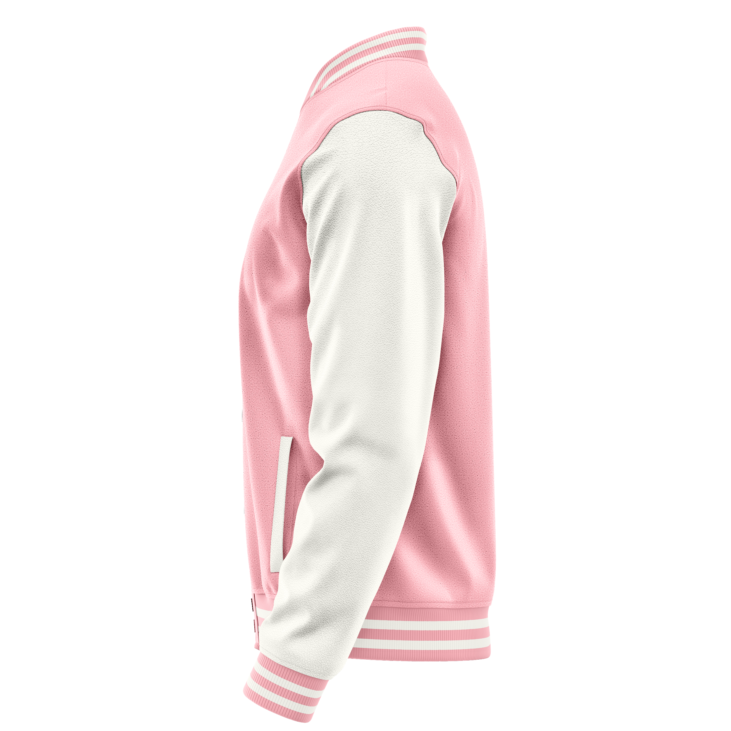 Light Pink & White Leather Varsity Jacket JG21182118