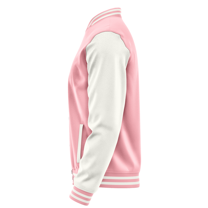 Light Pink & White Leather Varsity Jacket JG21182118