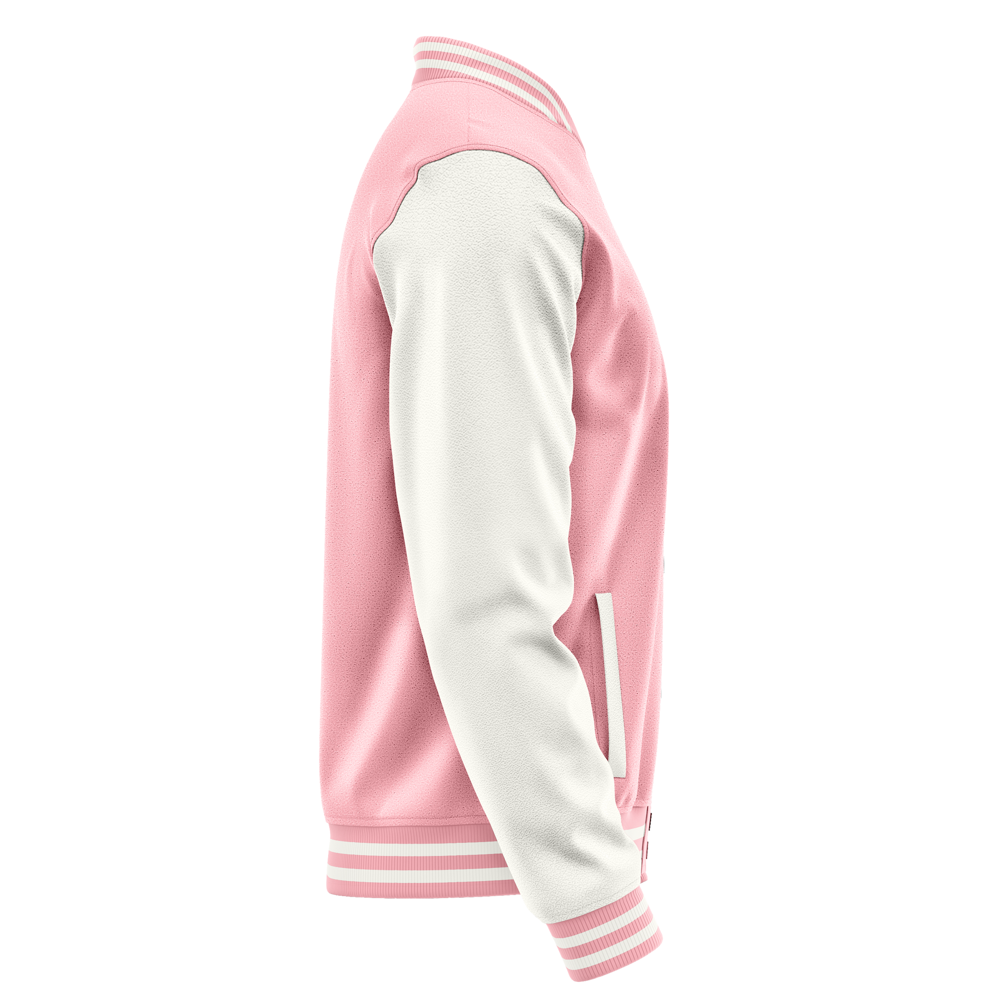 Light Pink & White Leather Varsity Jacket JG21182118