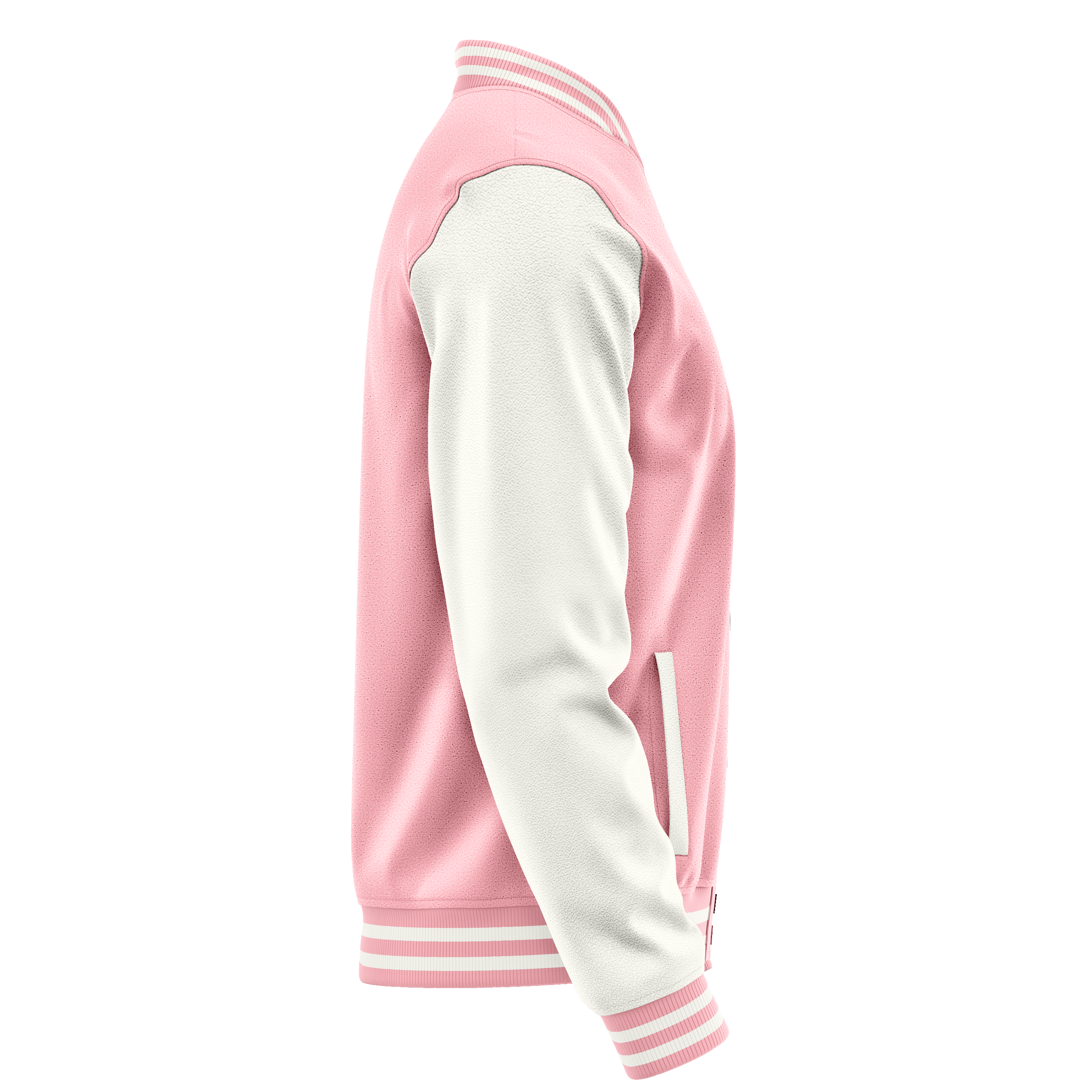 Light Pink & White Leather Varsity Jacket JG21182118