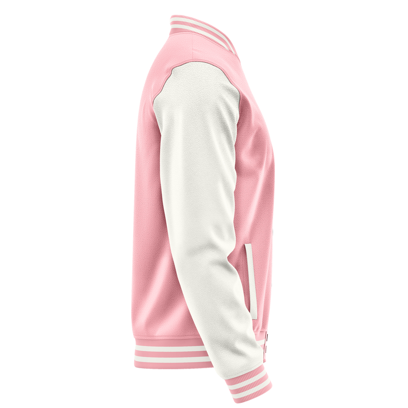 Light Pink & White Leather Varsity Jacket JG21182118