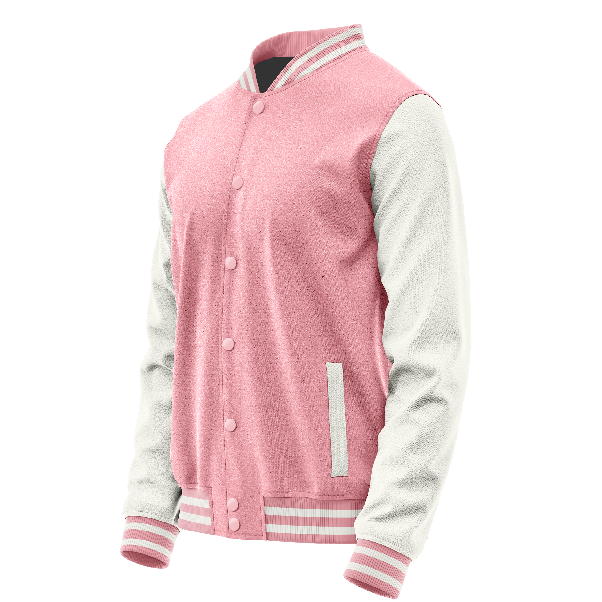 Light Pink & White Leather Varsity Jacket JG21182118