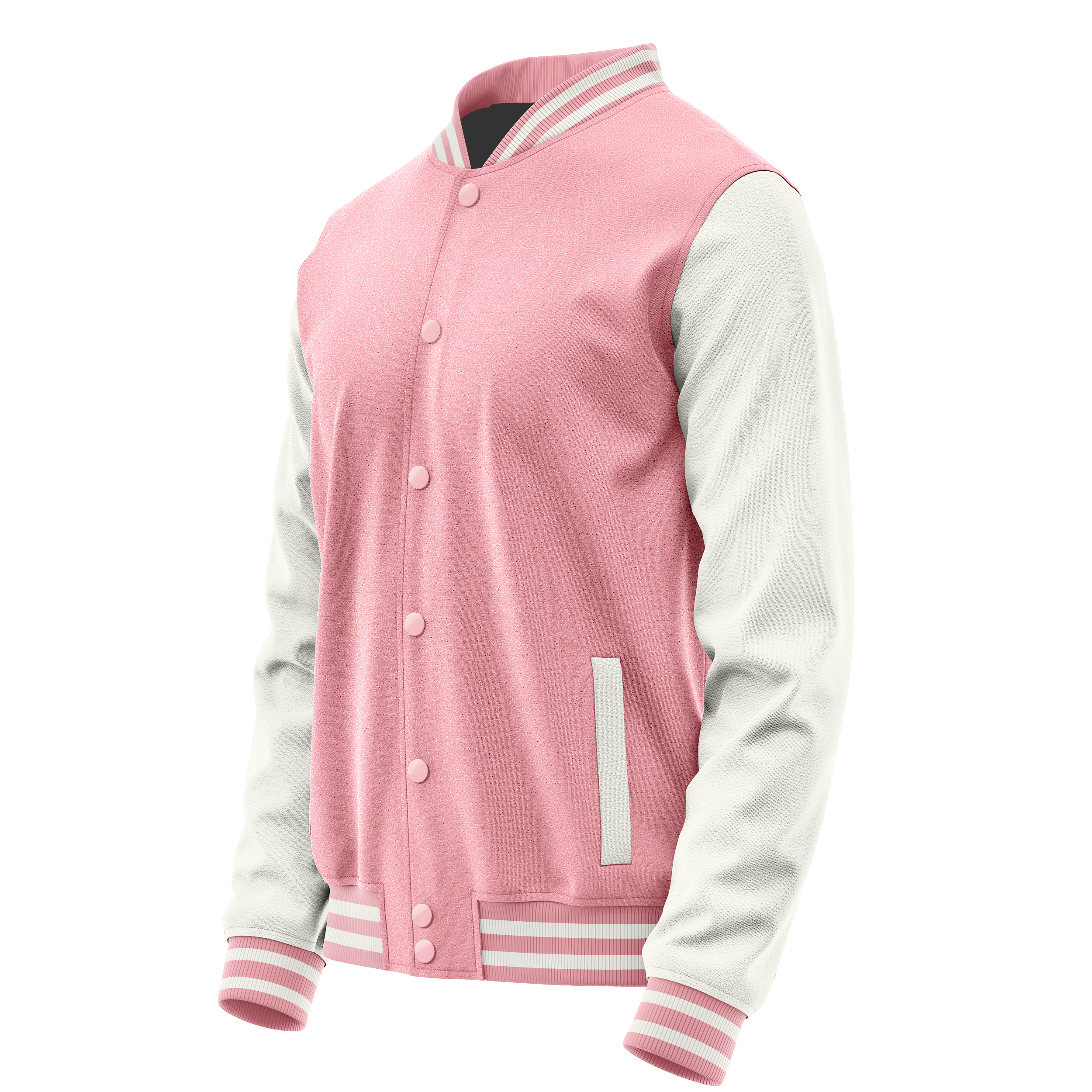 Light Pink & White Leather Varsity Jacket JG21182118