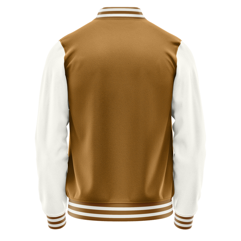 Khaki & White Leather Varsity Jacket JG22182218