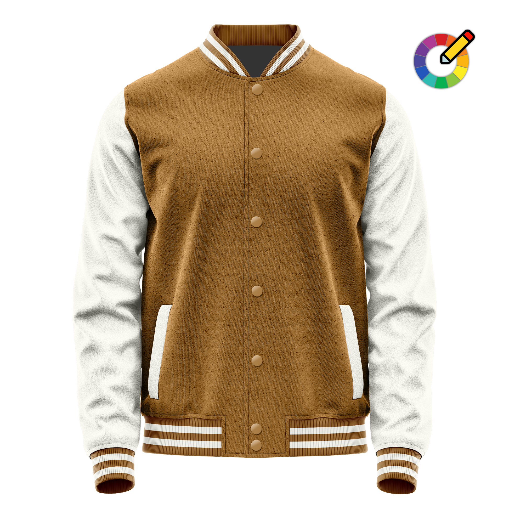 Khaki & White Leather Varsity Jacket JG22182218