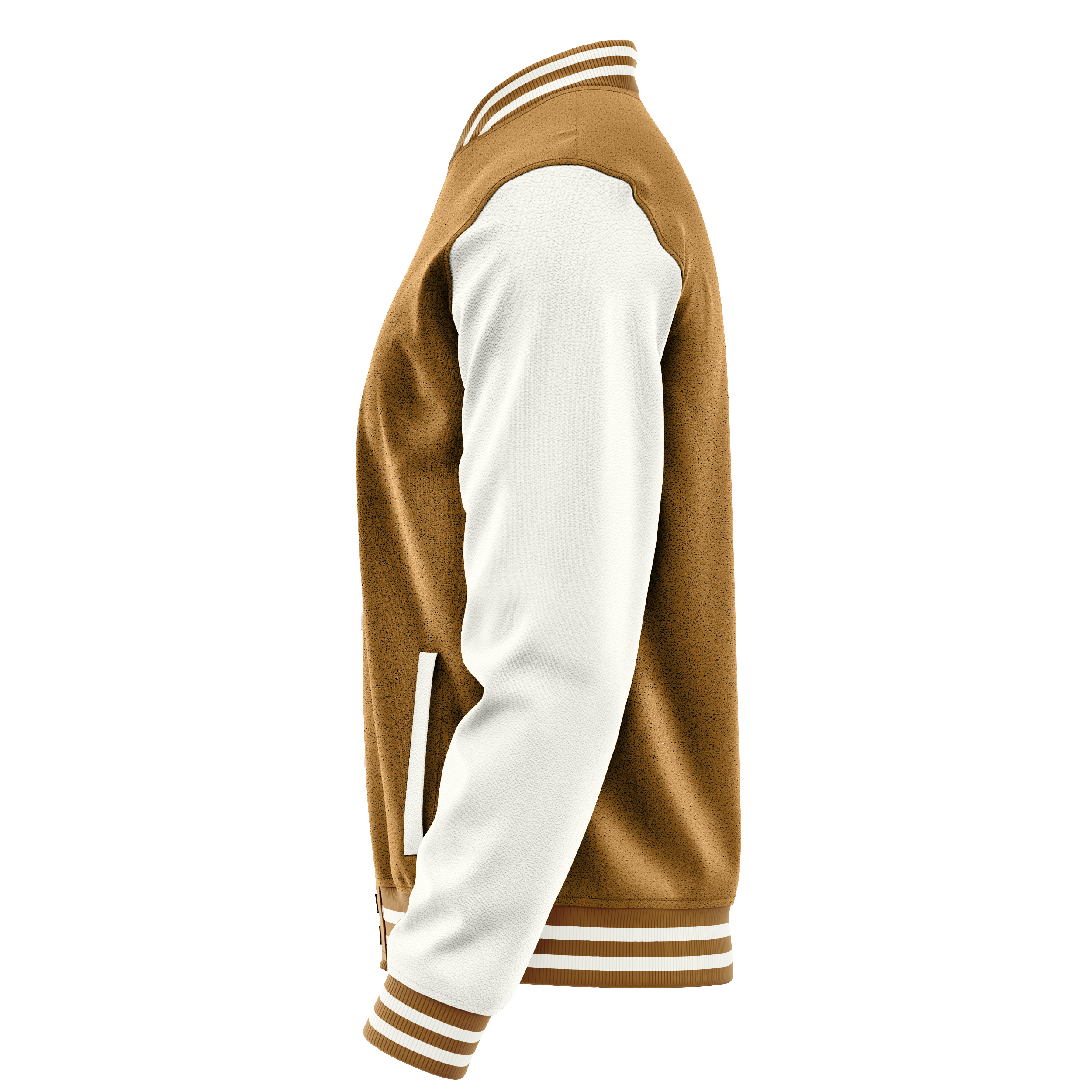 Khaki & White Leather Varsity Jacket JG22182218