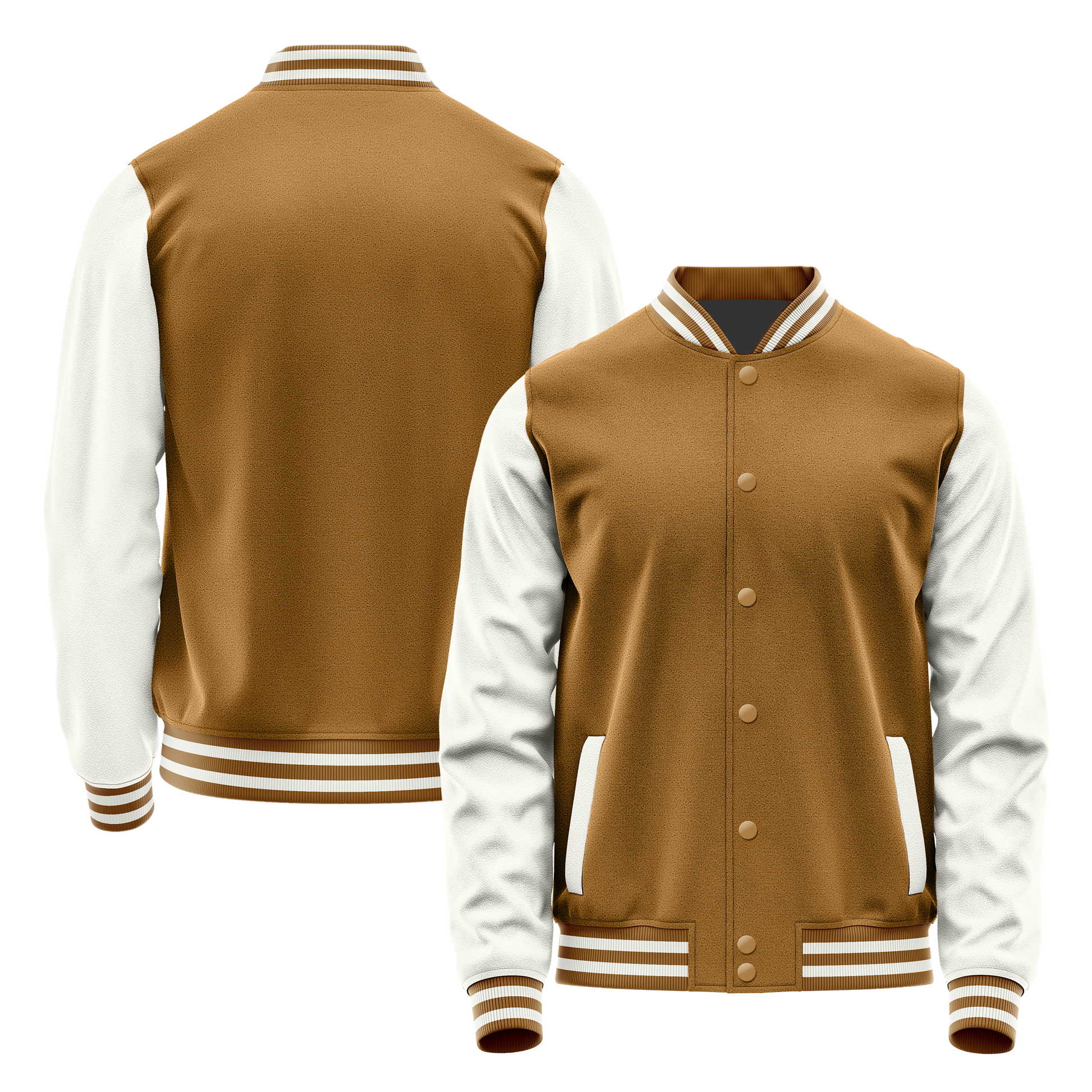 Khaki & White Leather Varsity Jacket JG22182218