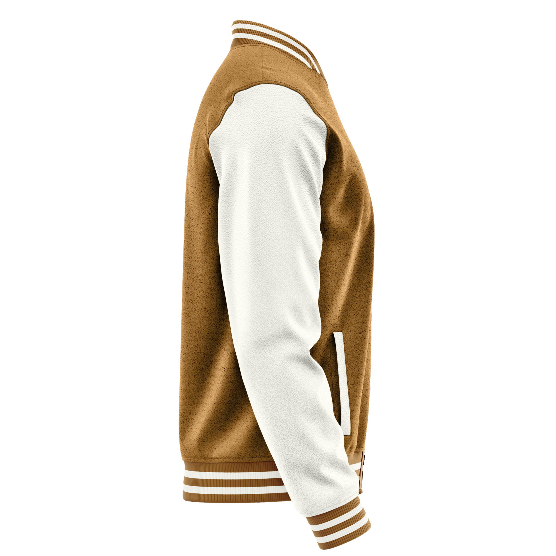 Khaki & White Leather Varsity Jacket JG22182218