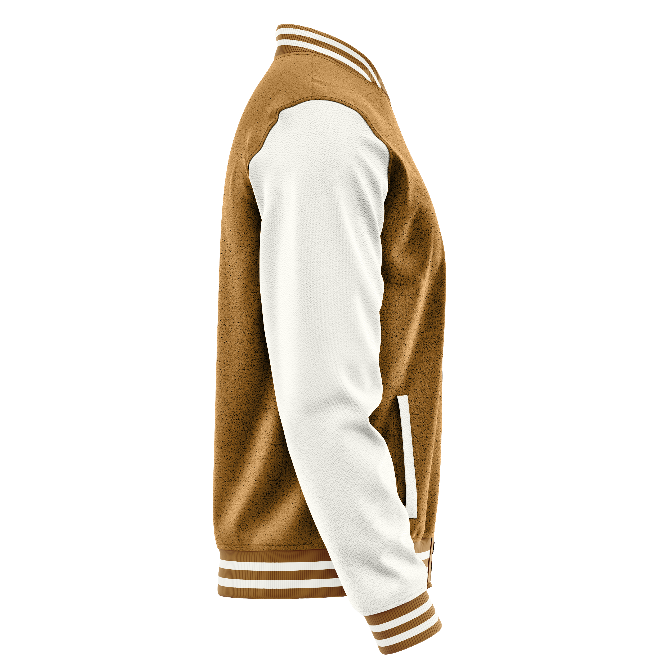 Khaki & White Leather Varsity Jacket JG22182218