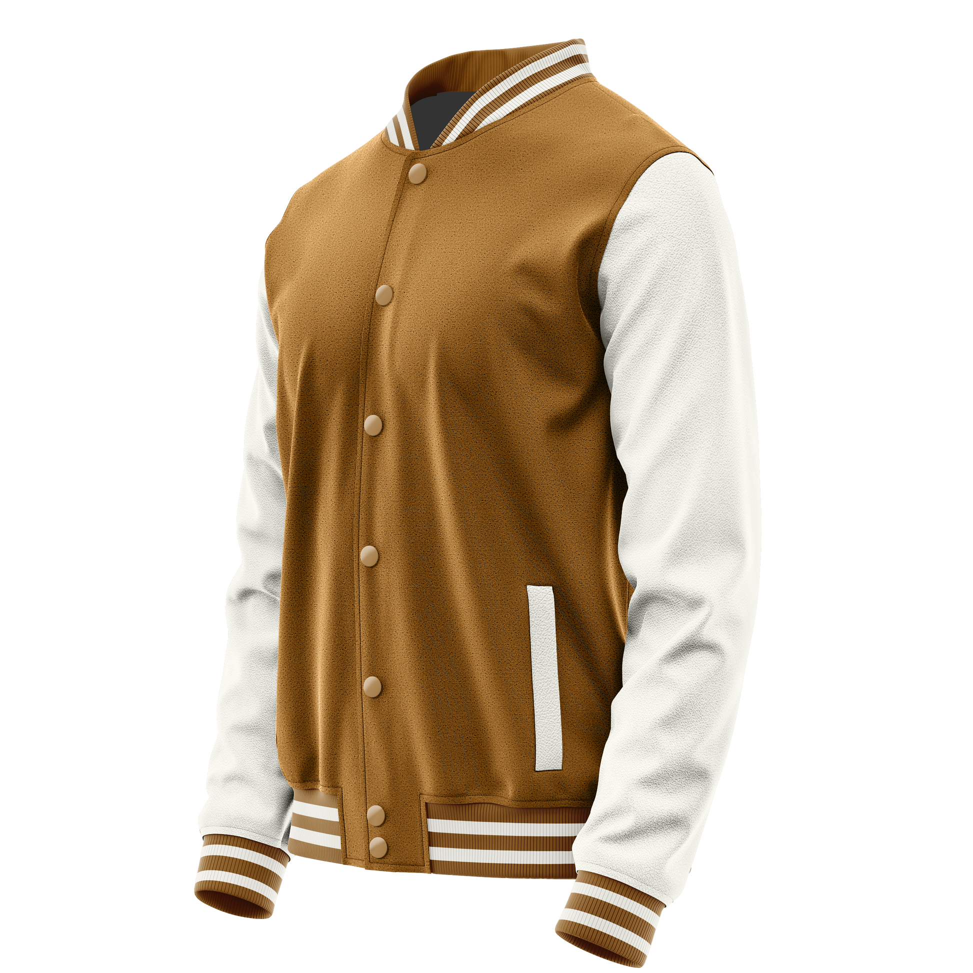 Khaki & White Leather Varsity Jacket JG22182218