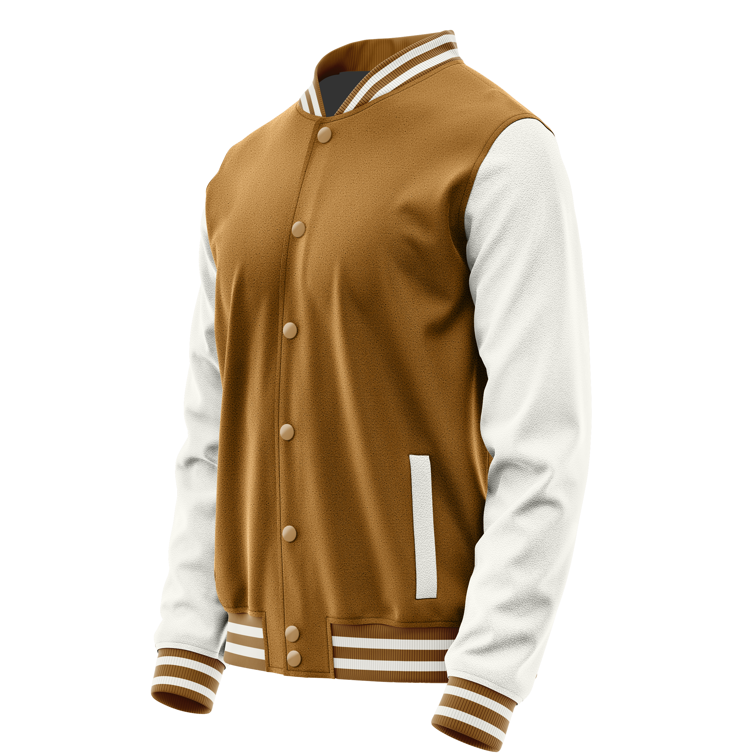 Khaki & White Leather Varsity Jacket JG22182218