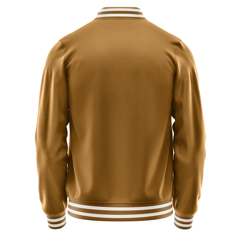 Khaki & Khaki Leather Varsity Jacket JG22222218