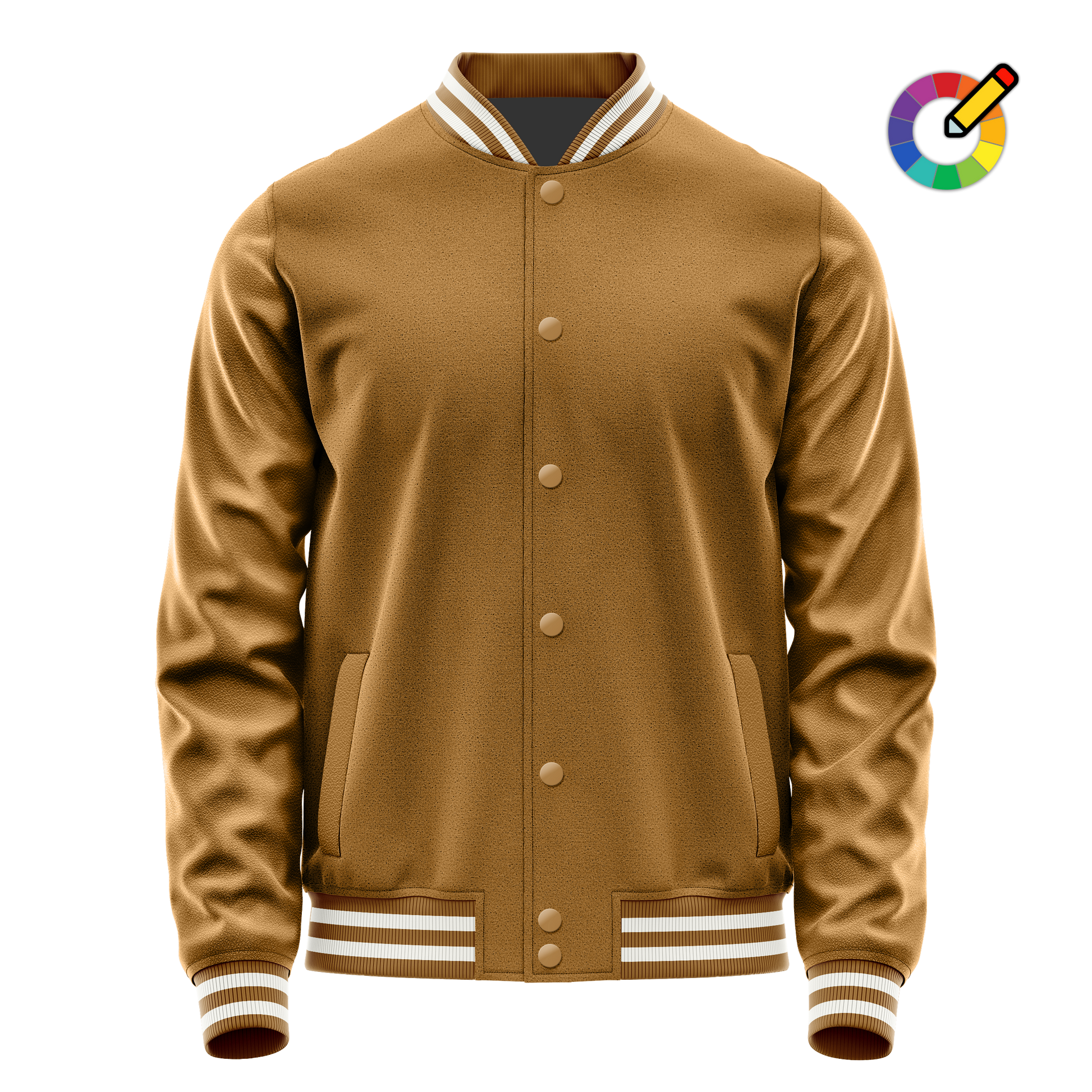 Khaki & Khaki Leather Varsity Jacket JG22222218