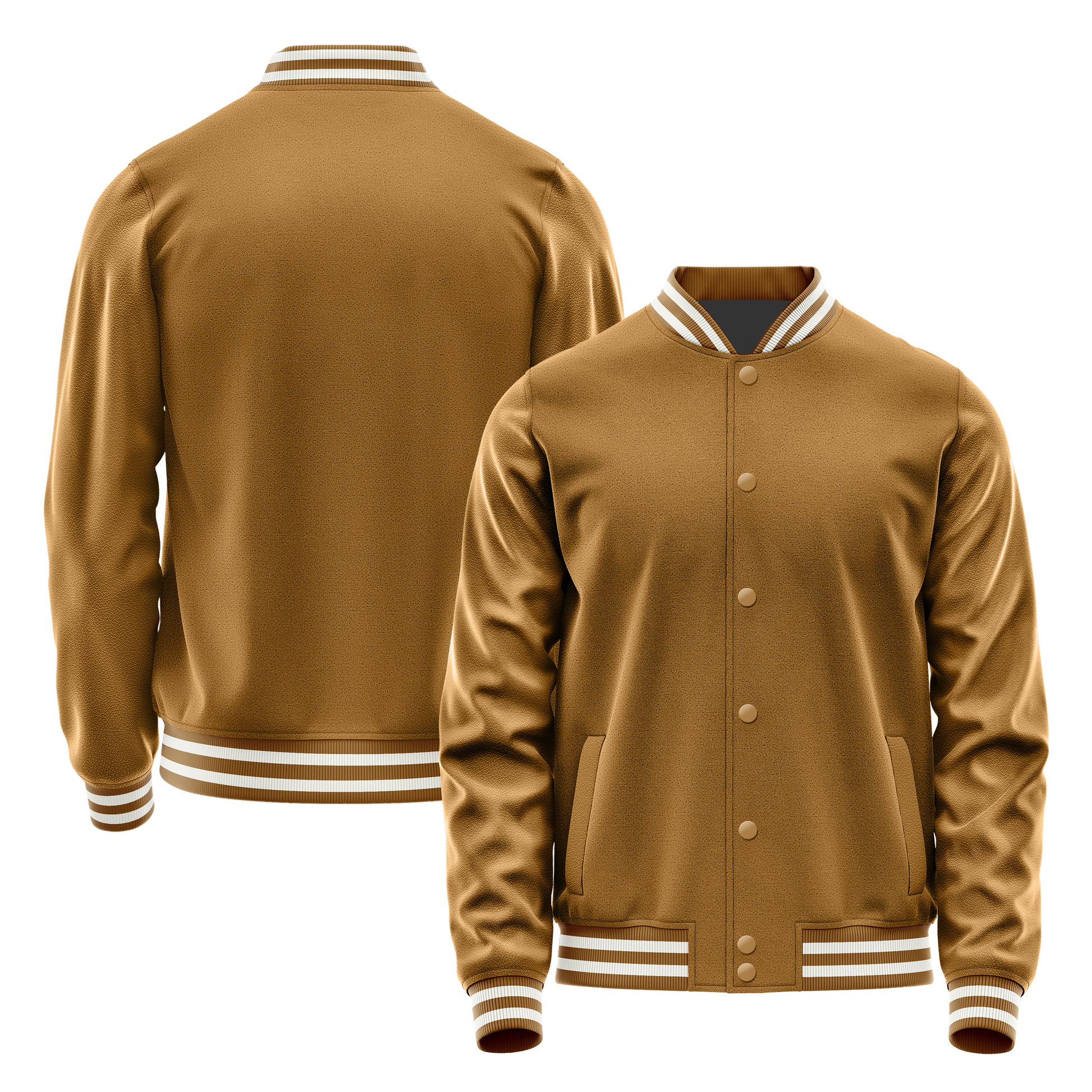 Khaki & Khaki Leather Varsity Jacket JG22222218