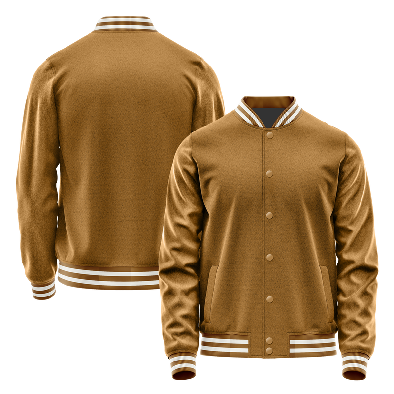 Khaki & Khaki Leather Varsity Jacket JG22222218
