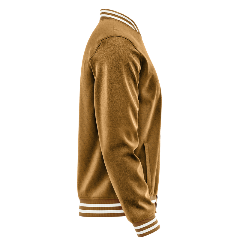 Khaki & Khaki Leather Varsity Jacket JG22222218