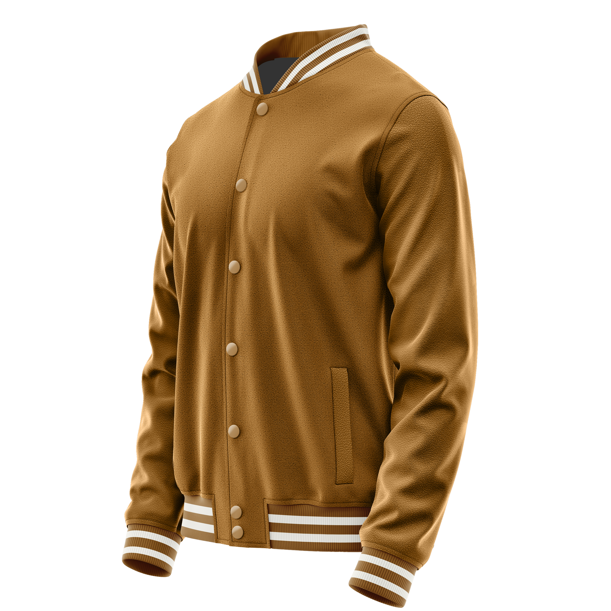 Khaki & Khaki Leather Varsity Jacket JG22222218